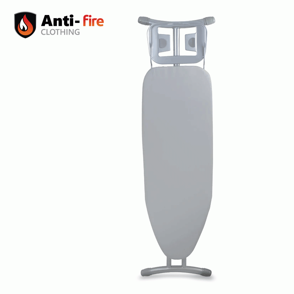 SKU: IB01AF ANTI-FIRE FABRIC IRONING BOARD WITH IRON REST - BOARD SIZE: 92x30cm