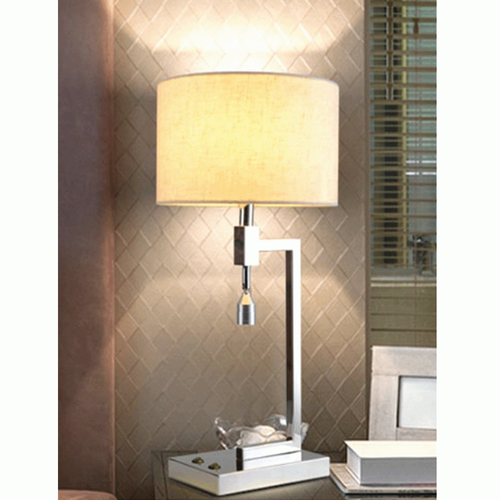TL-08 TABLE LAMP WITH ADJUSTABLE LED READING LAMP - STAINLESS STEEL