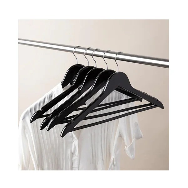 6125NBL WOODEN CLOTHES HANGER 44.5×1.2cm BLACK