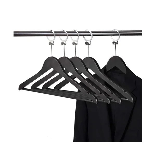 SKU:1001-2 ANTI-THEFT WOODEN CLOTHES HANGER WITH NON SLIP BAR BLACK