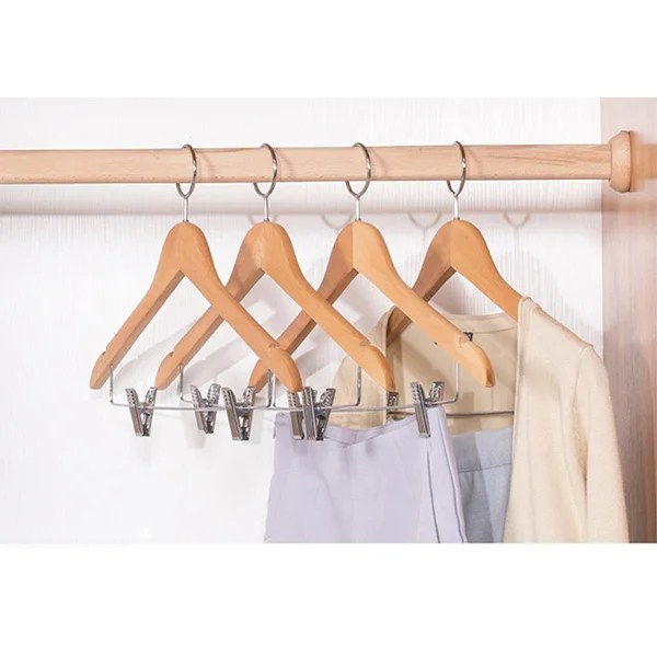 1002 ANTI-THEFT WOODEN CLOTHES HANGER WITH CLIPS 44.5x24x1.2cm