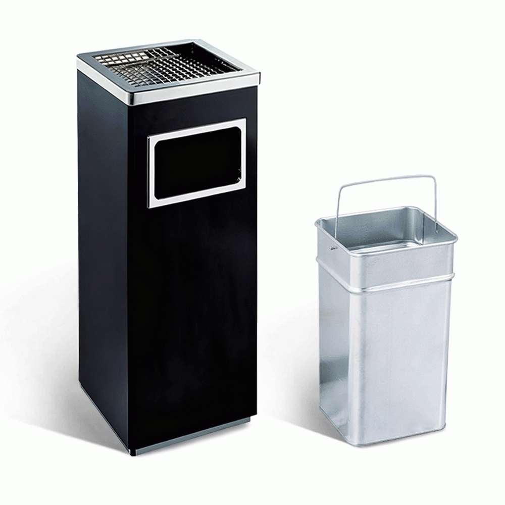 SKU: HS-B161BL STANDING BIN WITH ASHTRAY STAINLESS STEEL