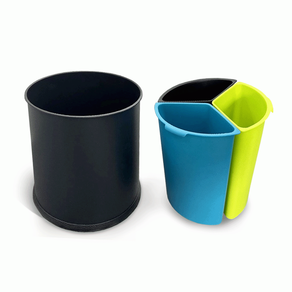 SKU: RB-107A OPEN TOP 3 COMPARTMENTS METAL RECYCLE WASTE BIN