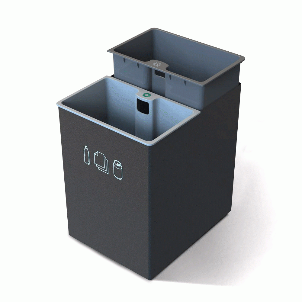 SKU: RD-15 OPEN TOP 2 COMPARTMENTS METAL RECYCLE BIN