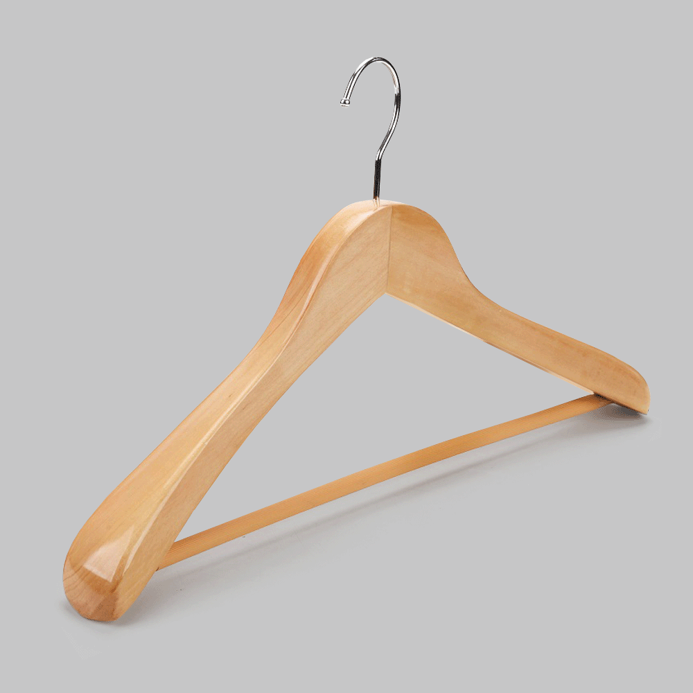 WOODEN CLOTHES HANGER WITH EXTRA-WIDE SHOULDER 44.5x4.5cm
