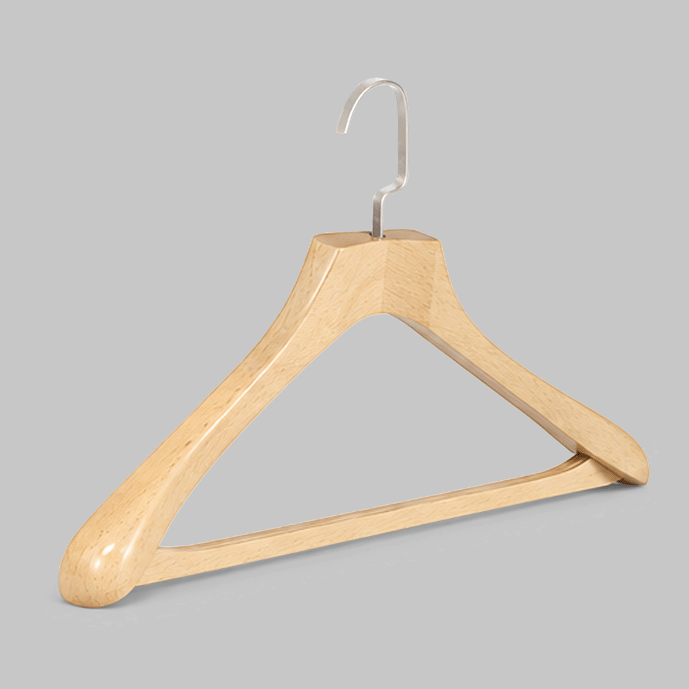 WOODEN CLOTHES HANGER WITH EXTRA-WIDE SHOULDER 44.5×4.5cm