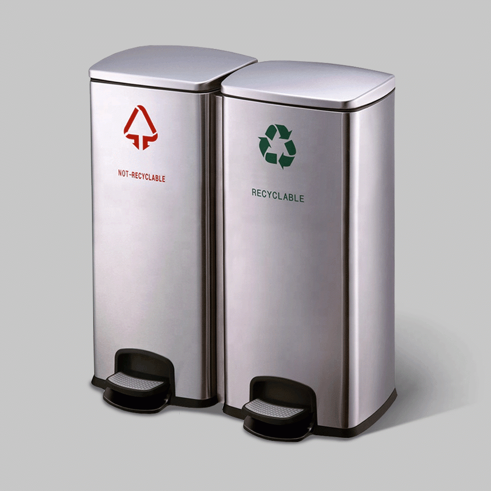 SKU: HS-3 TWO COMPARTMENTS RECYCLE PEDAL BIN 2x30Ltr