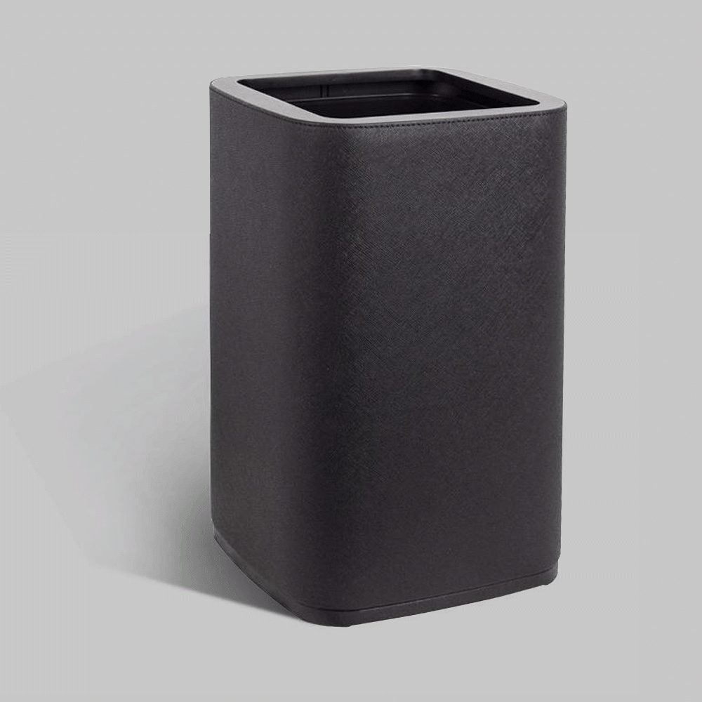 SKU: RB-09 OPEN TOP PU LEATHER WASTE BIN