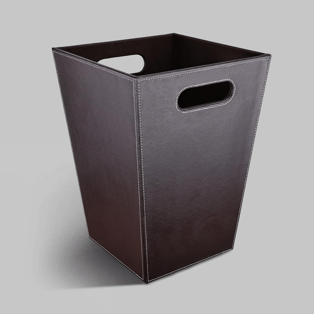 SKU: L-25 OPEN TOP PU LEATHER WASTE BASKET