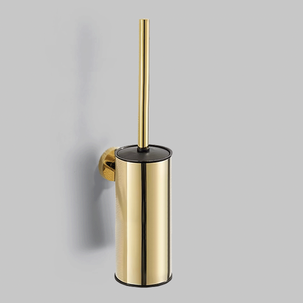 SKU: KLM705G ROUND S. STEEL WALL MOUNT TOILET BRUSH HOLDER 190mm GOLD