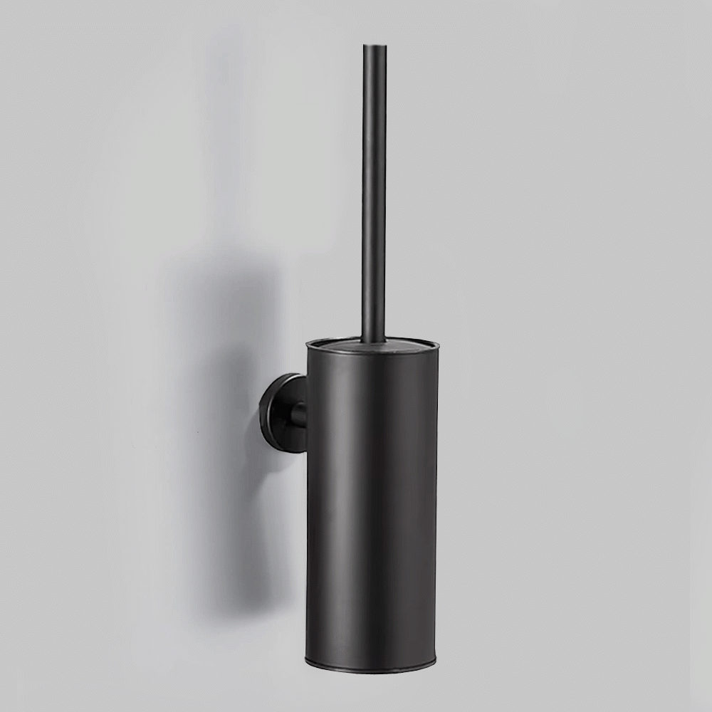 SKU: KLM705B ROUND S. STEEL WALL MOUNT TOILET BRUSH HOLDER 190mm BLACK