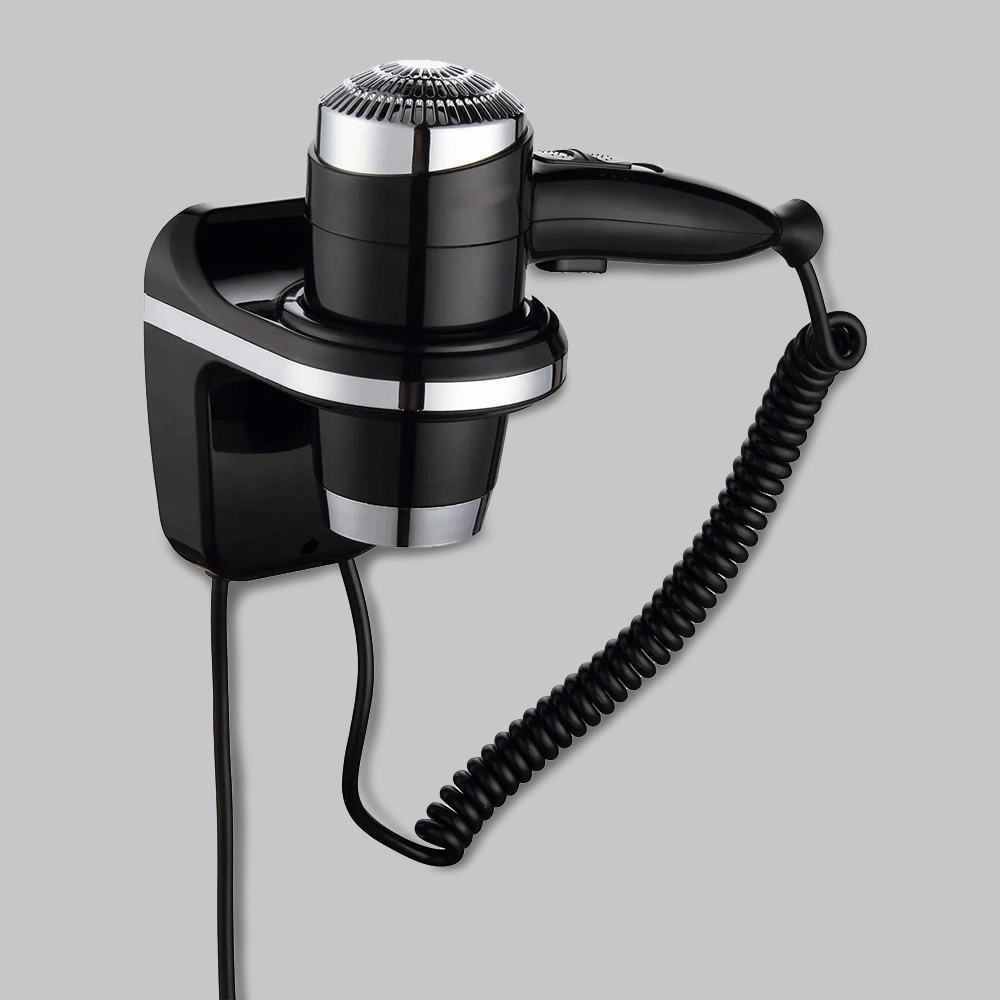 SKU: D09B WALL MOUNTED HAIR DRYER 1800W BLACK