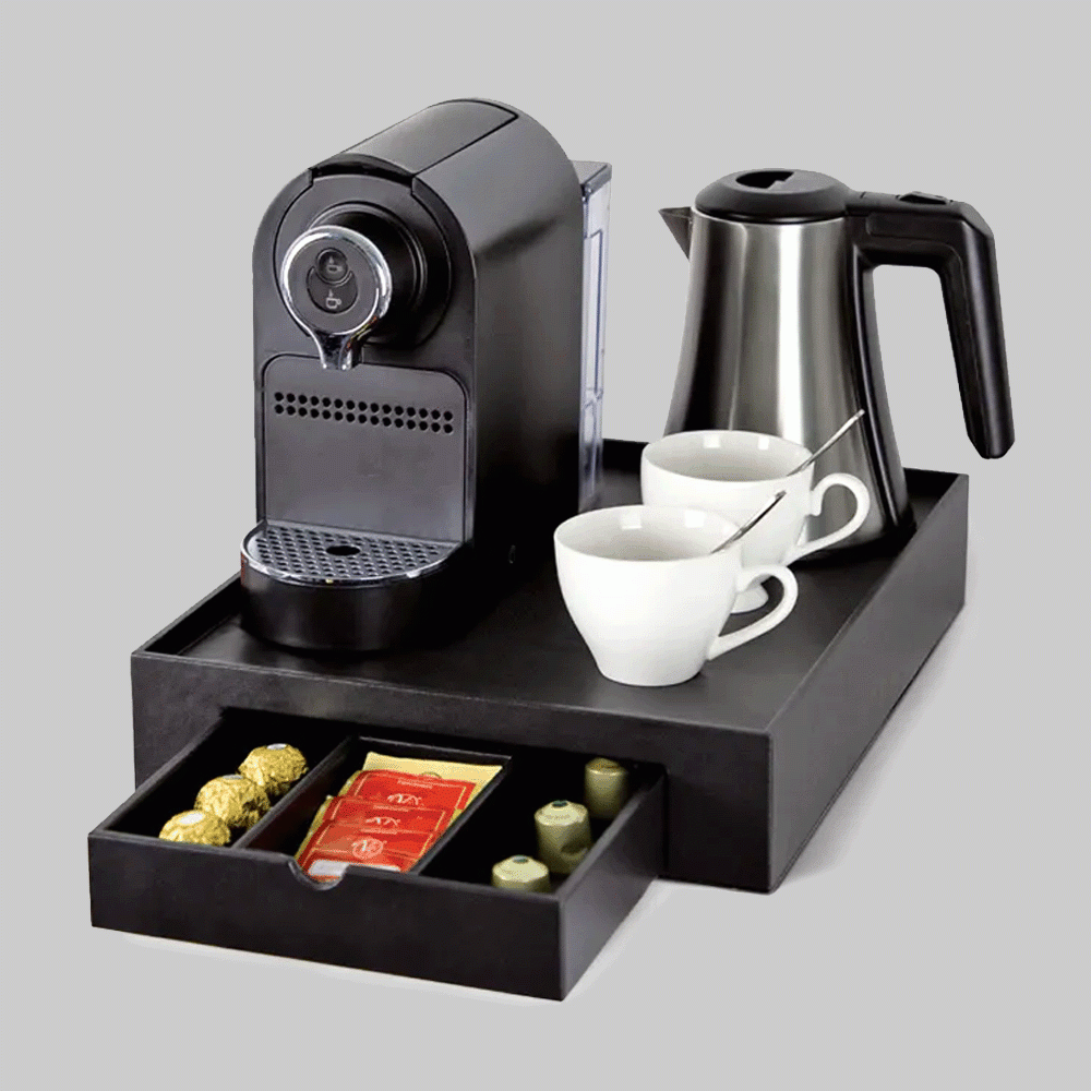 SKU: L12-H1208 SET KETTLE 0.8L & PU LEATHER TRAY WITH DRAWER