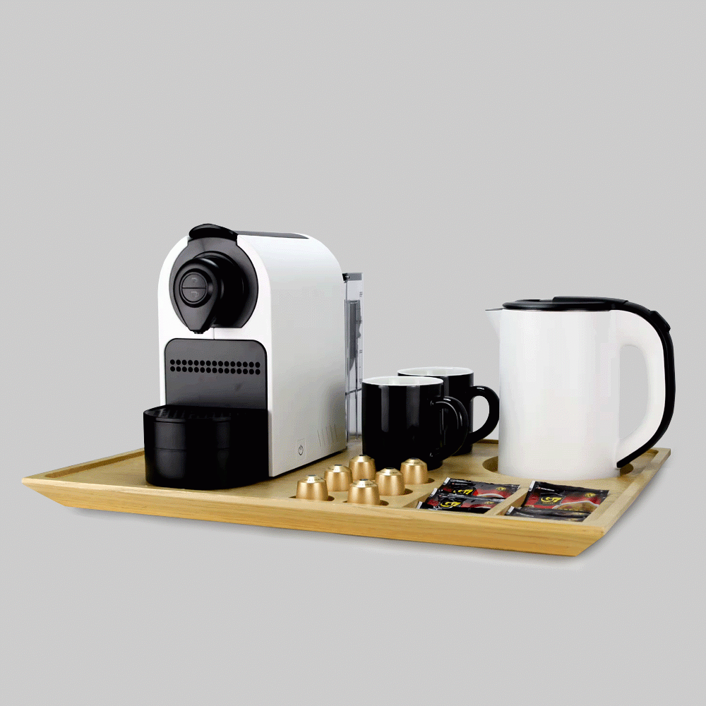 SKU: N-H1268B&W SET KETTLE 0.8L & WOODEN TRAY
