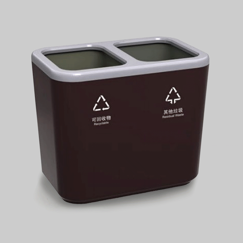 SKU: HS-DL-01 ABS + PU LEATHER 2 COMPARTMENT RECYCLING BIN