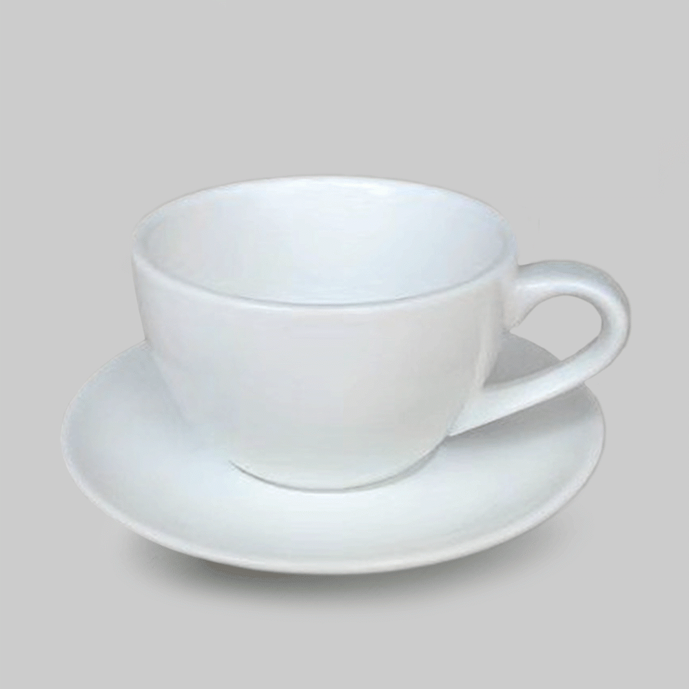 CD-1842 CERAMIC CUP & SAUCER WITH HANDLE 280ml WHITE